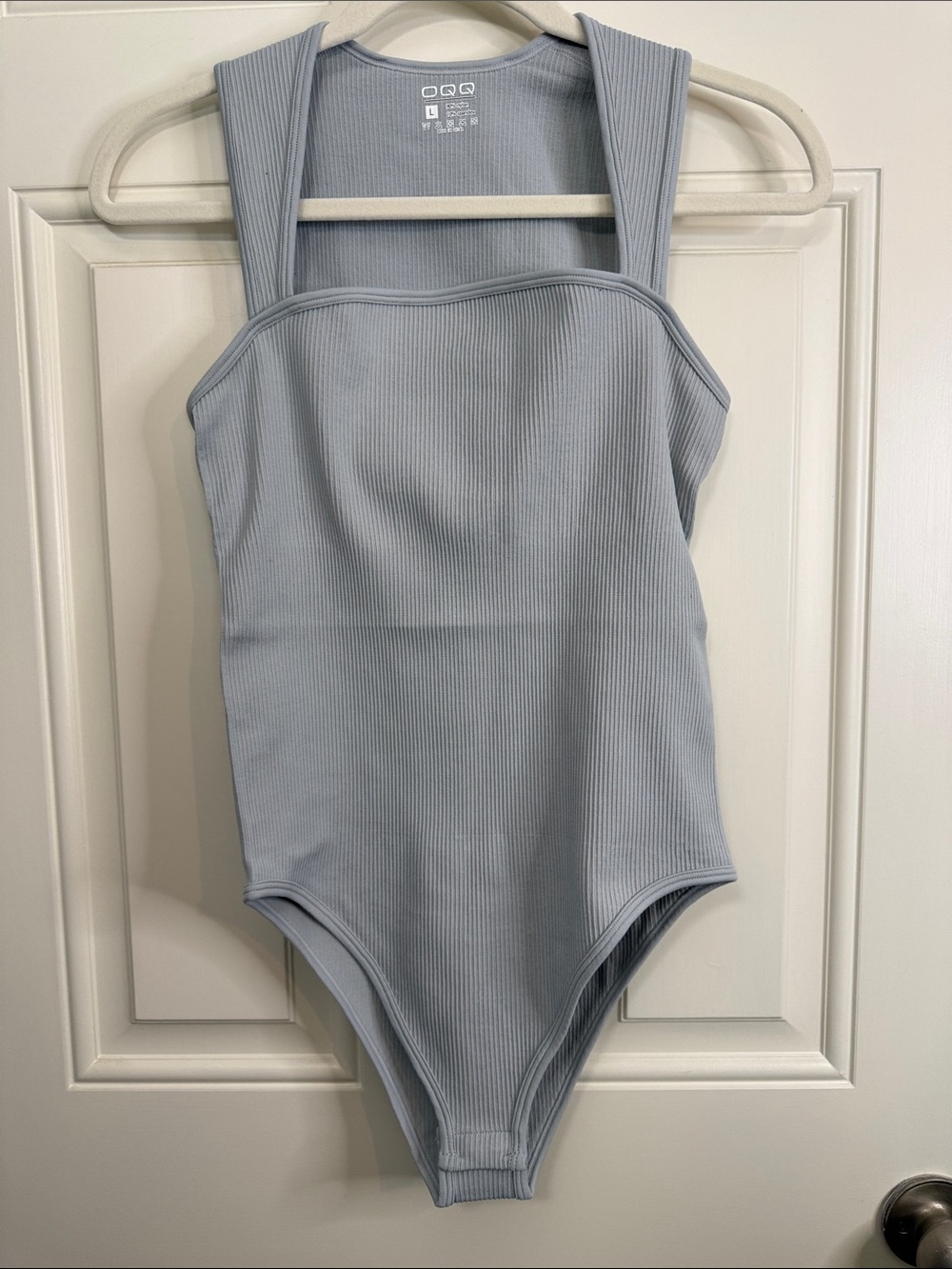 Set of 3 New Ribbed Tank One-Piece Bodysuit w/snaps in GrayishBlue, Cream, Black